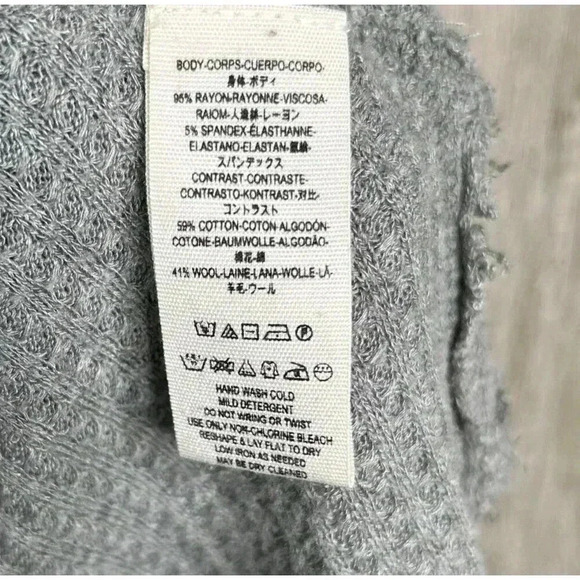 Free People Thermal Top Gray Color V Neckline Oversized Long Sleeves - Picture 3 of 6